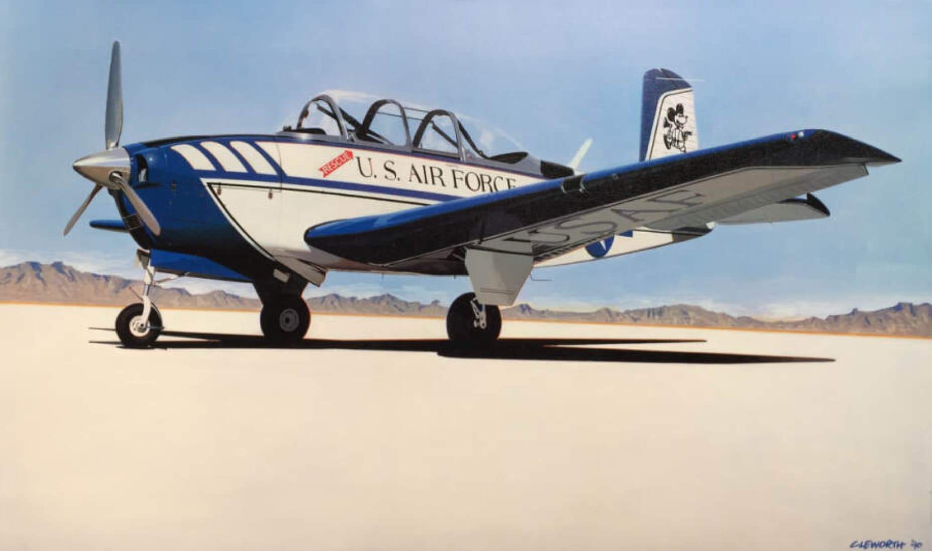 T-34A aircraft parked on a runway