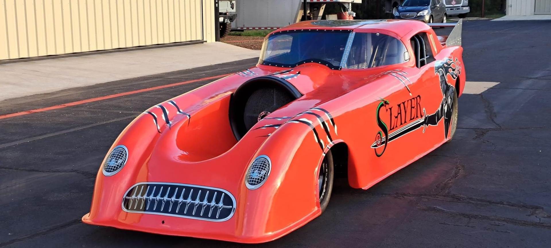 Slayer Jet Car accelerating down the runway