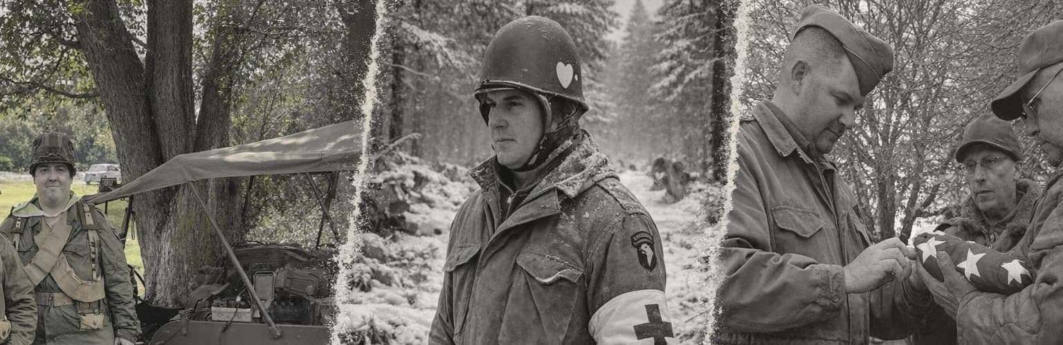 Historical reenactors at an airshow event